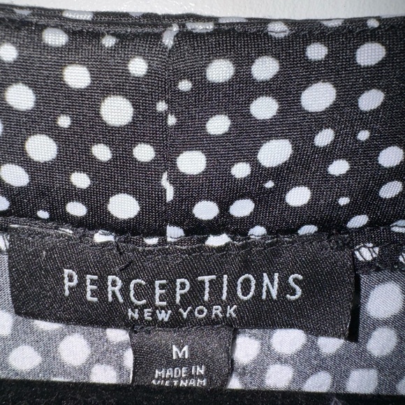 Perceptions New York dress, black w/white polka dots size M slimming style - Picture 2 of 4